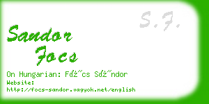 sandor focs business card